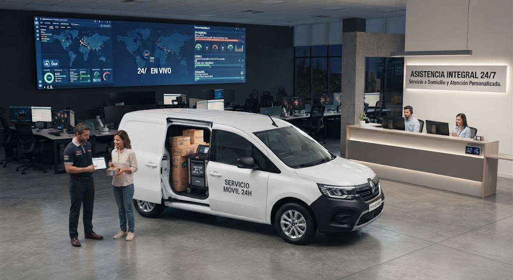 Equipo de Sumintech con utilitario de reparto para envíos a domicilio