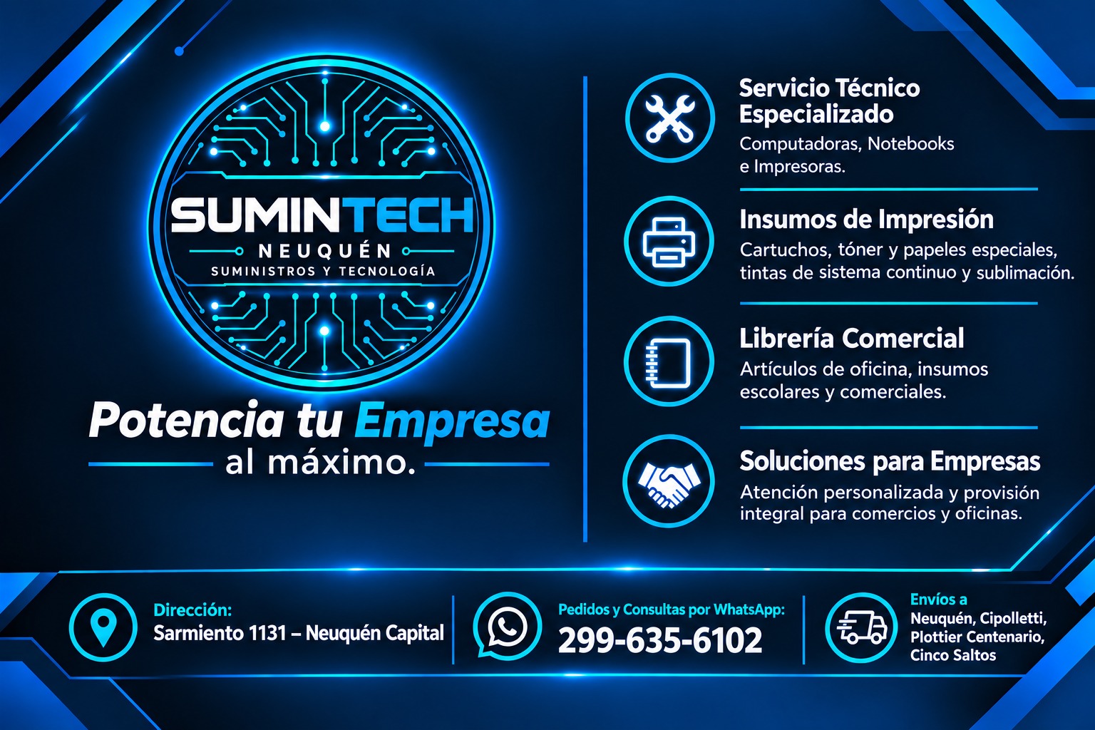 Sumintech Neuquén: servicio técnico, insumos de impresión, librería comercial y soluciones para empresas
